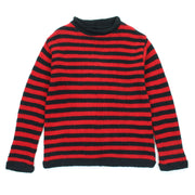 Hand Knitted Wool Jumper - Stripe Red Black