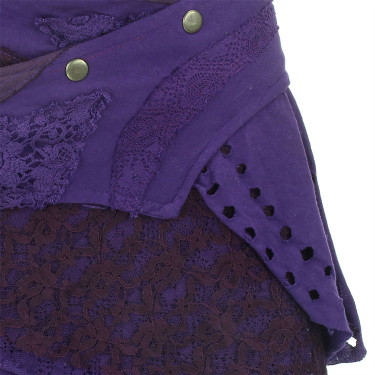 Asymmetric Short Popper Skirt - Purple