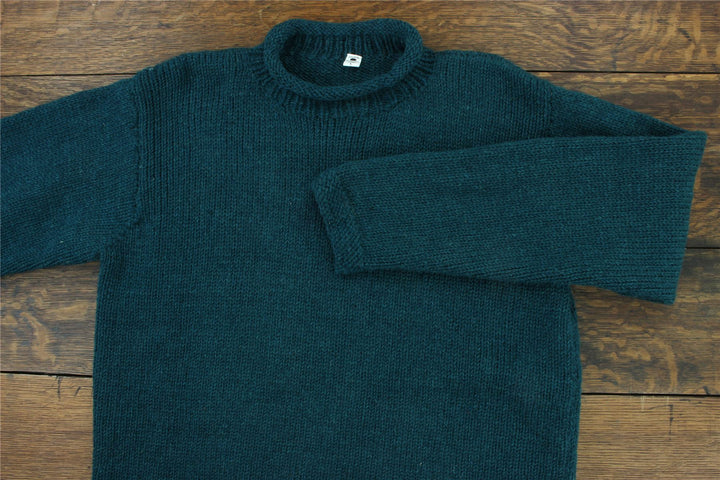 Hand Knitted Wool Jumper - Plain Teal