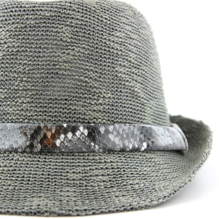 Lightweight trilby hat with faux leather snakeskin band - Dark grey (57cm)