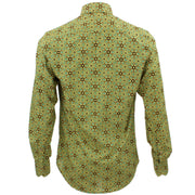 Tailored Fit Long Sleeve Shirt - Yellow & Green Aztec