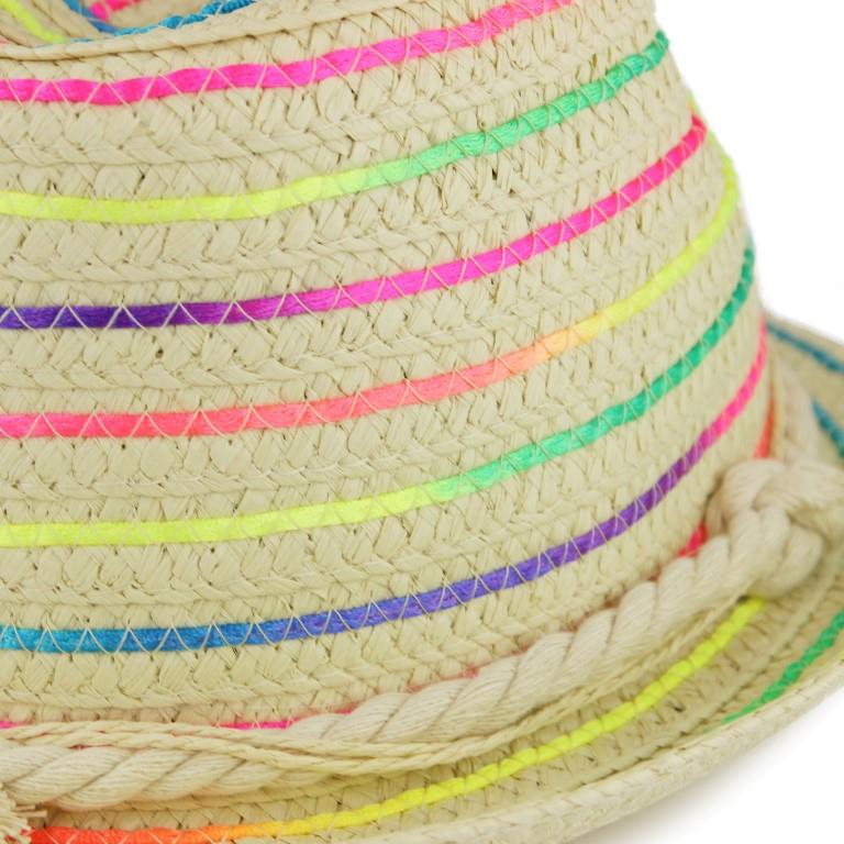 Straw Paper Trilby Hat - Rainbow