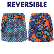 Reversible Popper Wrap Mini Skirt - Diamond Block / Ikat Floral