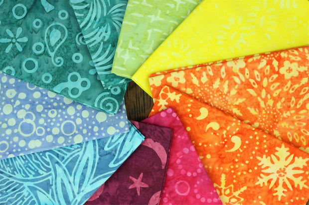 Fat Quarter - 10 Pieces of 19" x 20" Cotton Batik