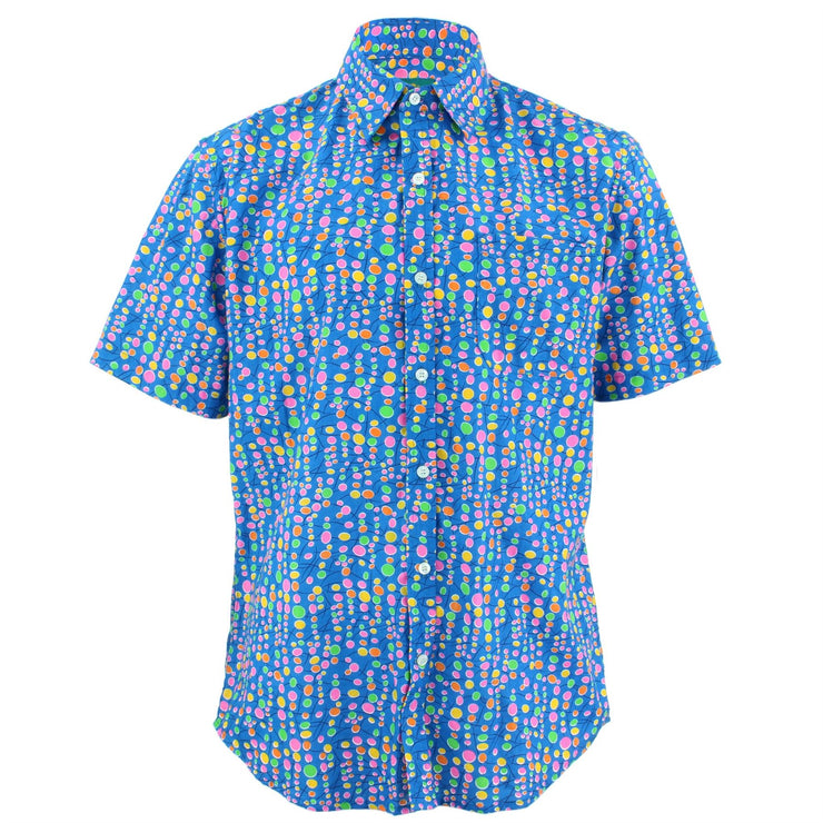 Tailored Fit Short Sleeve Shirt - Blue Blobs