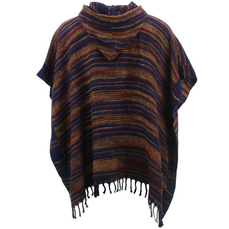 Hooded Square Poncho - Purple & Brown