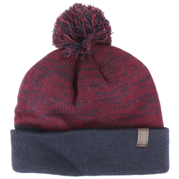 fine knit mottled beanie hat - Blue & red