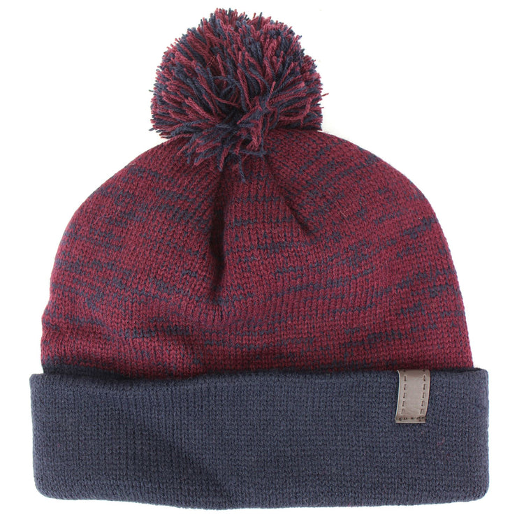 fine knit mottled beanie hat - Blue & red