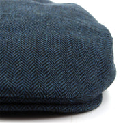 Herringbone Flat Cap with Quilted Lining - Blue