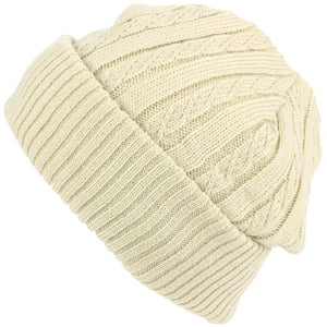 Bonnet en tricot fin avec doublure en polaire super douce - Beige