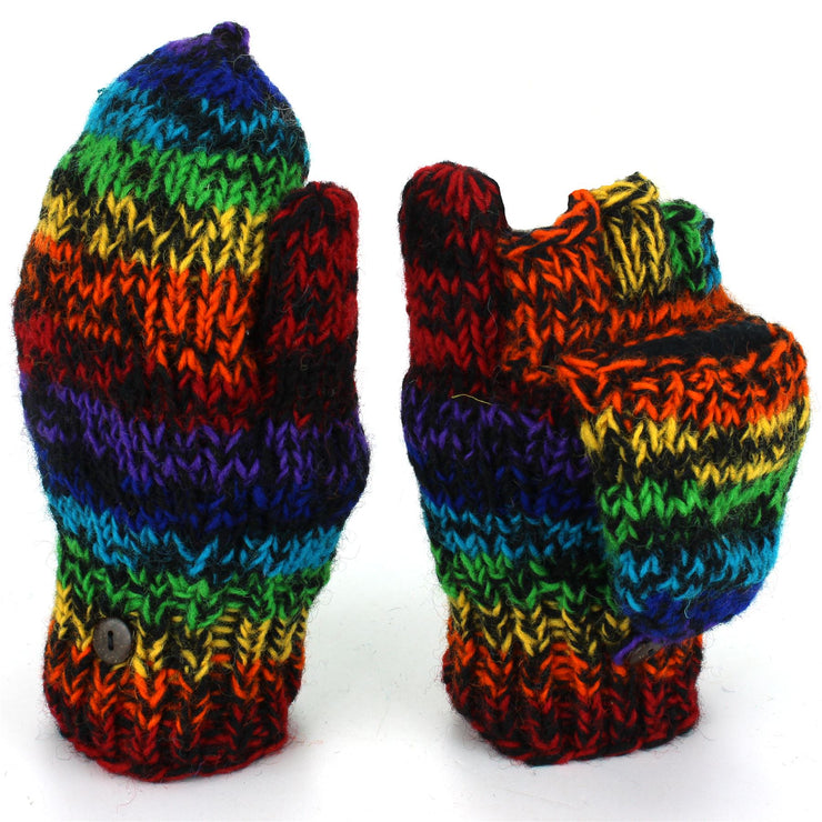 Wool Knit Shooter Gloves - Black Rainbow SD
