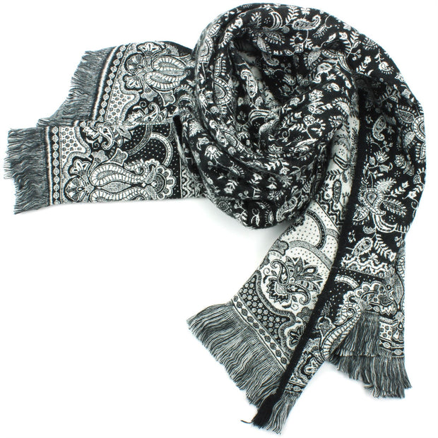 Acrylic Wool Shawl Blanket - Black Paisley - Arches