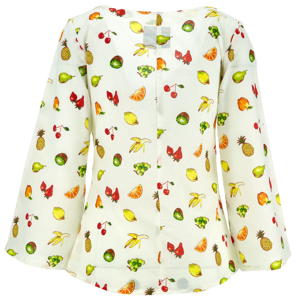 Wrap Top with Flared Sleeve - Fruit Picnic