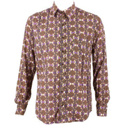 Regular Fit Long Sleeve Shirt - Brown & Purple Abstract
