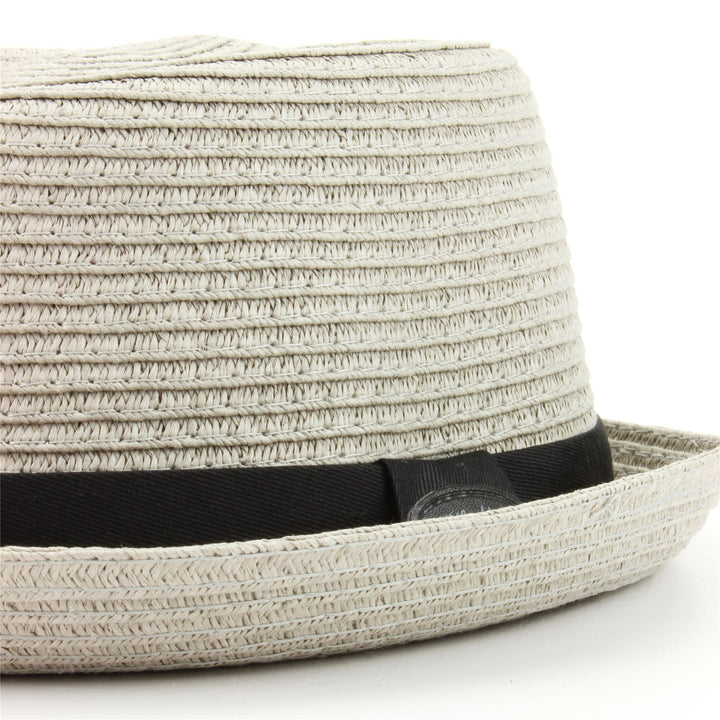 Straw Paper Pork Pie Hat - Light Grey