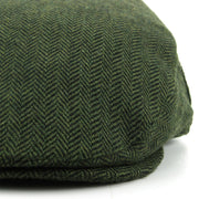 Herringbone Flat Cap with Quilted Lining - Green