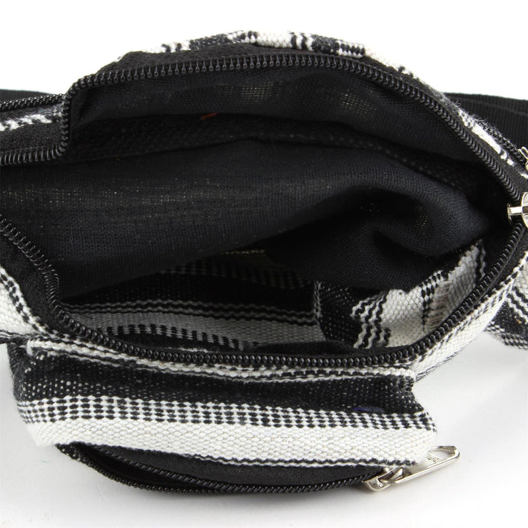 Canvas Bum Bag Money Belt Fanny Pack Black & White