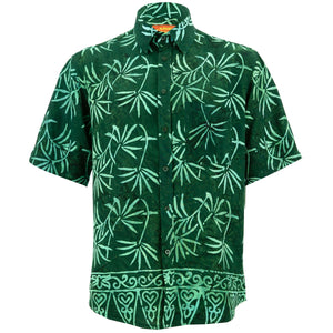 Regular fit kortærmet skjorte - tropisk blad - grøn