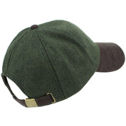 Wool Tweed Herringbone Baseball Cap - Green