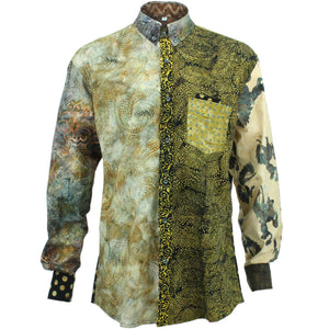 Chemise à manches longues coupe classique - batik mélangé aléatoire - marron