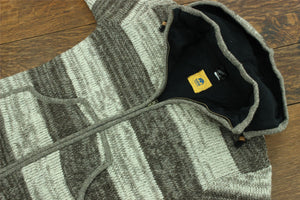 Handgestrickte Strickjacke mit Kapuze aus Wolle – SD Brown Oatmeal