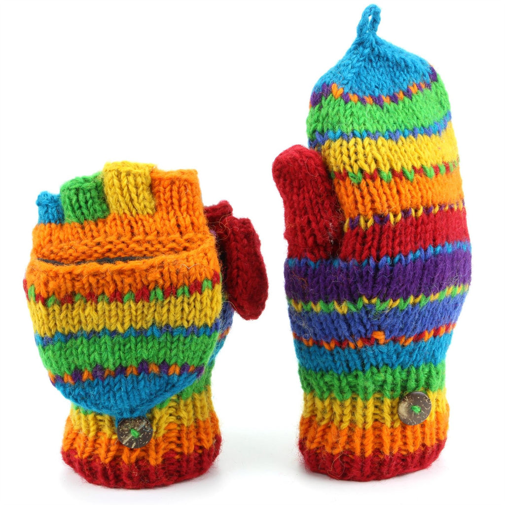 Gloves (Rainbow) Fingerless Shooter Knit Wool LoudElephant Dye - – Space