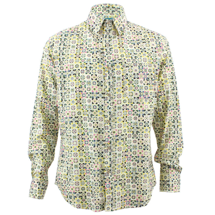 Tailored Fit Long Sleeve Shirt - Abstract Multi-coloured Square Print