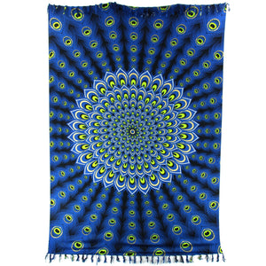 Sarong aus Viskose-Rayon – Pfauenblau