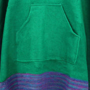 Soft Vegan Wool Hooded Tibet Poncho - Green & Purple