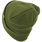 Fine Knit Beanie Hat with Turn-up - Green