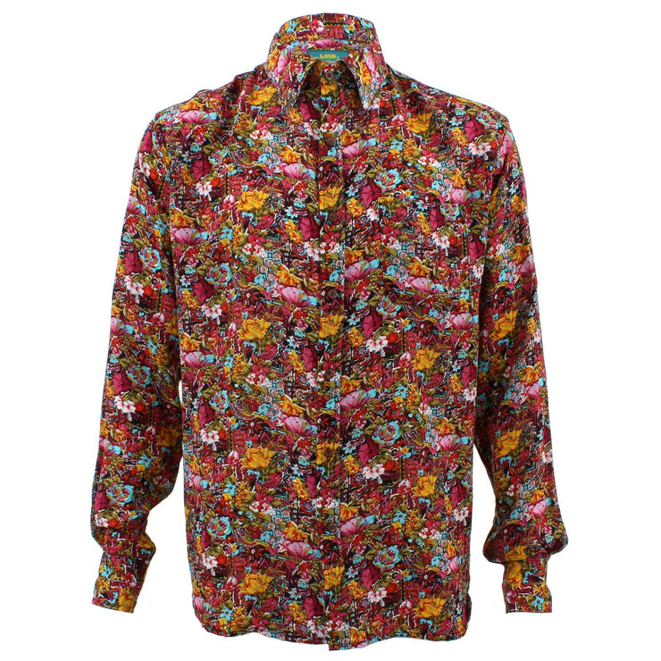 Tailored Fit Long Sleeve Shirt - Red & Orange Floral