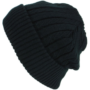 Bonnet en tricot fin avec doublure en polaire super douce - Noir