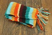 Hand Knitted Wool Scarf - Stripe Retro D