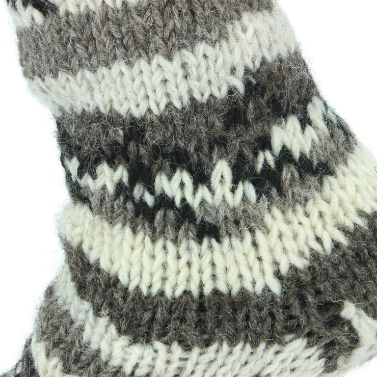 Chunky Wool Knit Fleece Lined Socks - Grey