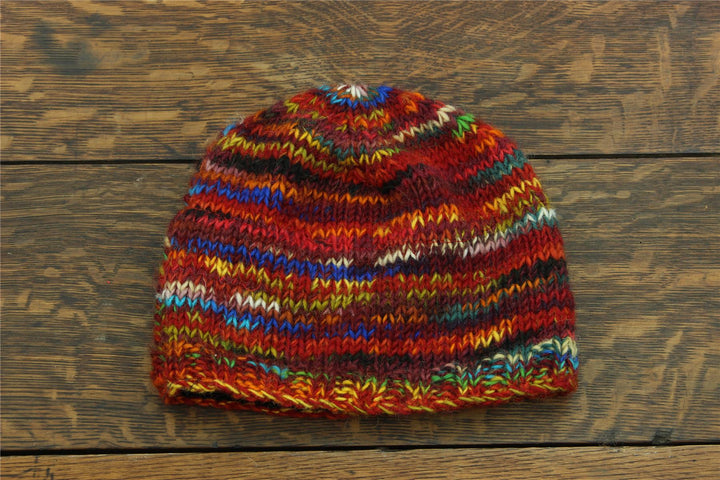 Wool Knit Beanie Hat - SD Red Mix