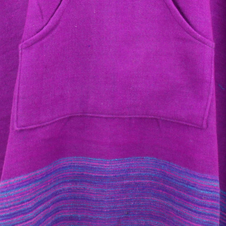 Soft Vegan Wool Hooded Tibet Poncho - Plum & Purple