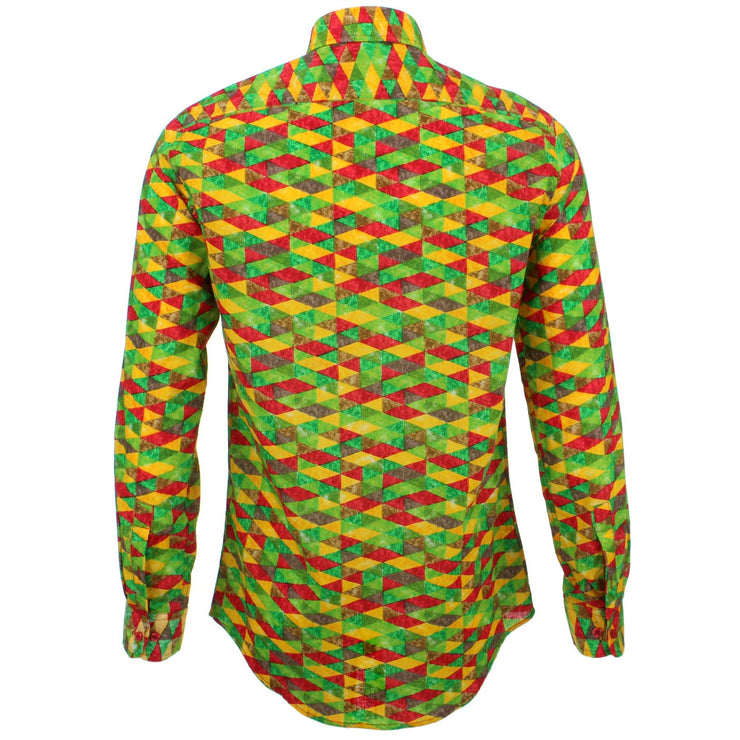 Tailored Fit Long Sleeve Shirt - Red Green Harlequin