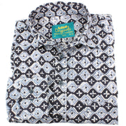 Regular Fit Long Sleeve Shirt - Black & Grey Spanish Tile Print