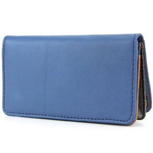 Portefeuille porte-monnaie coloré en cuir véritable - bleu