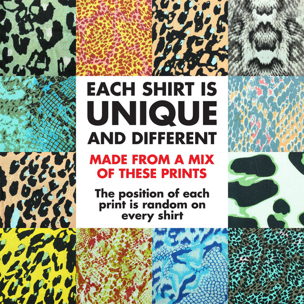Regular Fit Short Sleeve Shirt - Random Mixed Panel - Animal Print