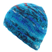 Wool Knit Beanie Hat - SD Bright Blue Mix