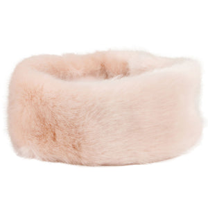 Elasticated Faux Fur headband with fleece lining - Pink