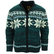 Hand Knitted Wool Jacket Cardigan - Fairisle Teal