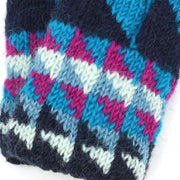 Wool Knit Arm Warmer - Triangles - Blue