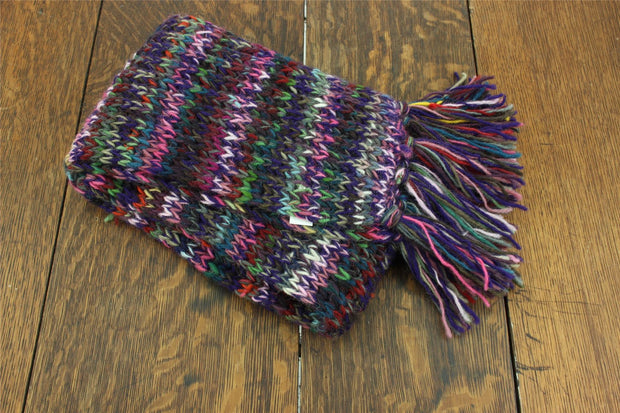 Hand Knitted Wool Scarf - SD Purple Mix