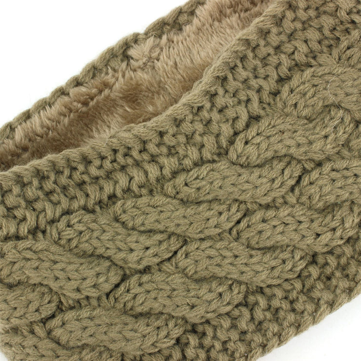 Knitted Ribbed Headband - Brown