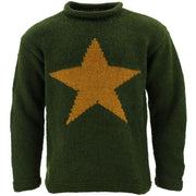 Chunky Wool Knit Star Jumper - Racing Green & Mustard