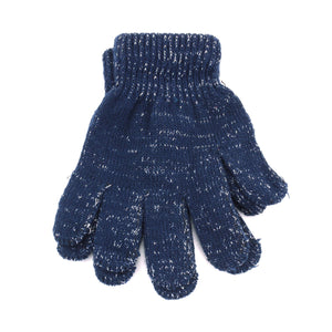 Kids Tinsel Gloves - Navy