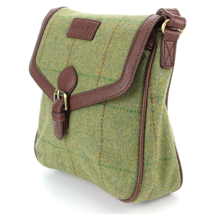 Tweed Cross Body Messenger Shoulder Bag Handbag - Mid Green