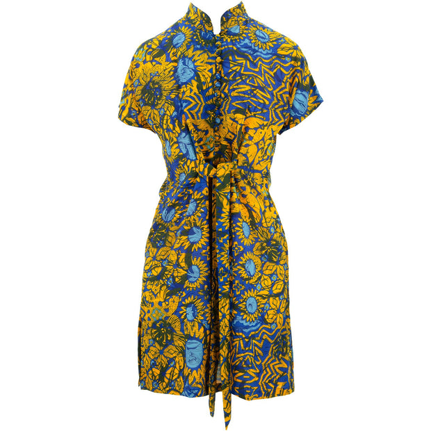 Mandarin Mini Dress - Sunflower Glow Blue